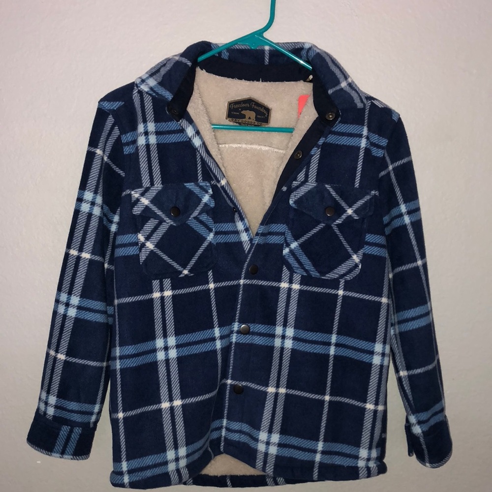 Blue Flannel Button Up Sweater